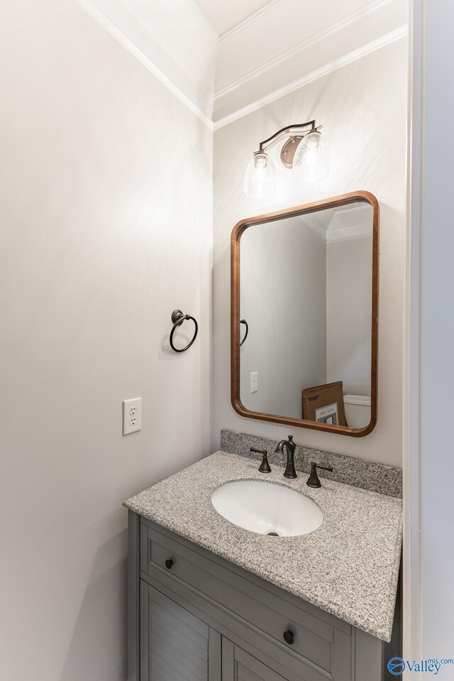20020 Capitol Hill Dr, Tanner, AL 35671 - bathroom with crown molding and vanity