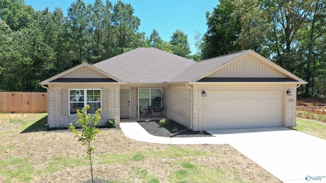 single story home with a garage