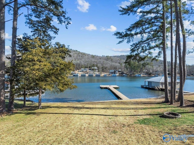 view of dock featuring a water view