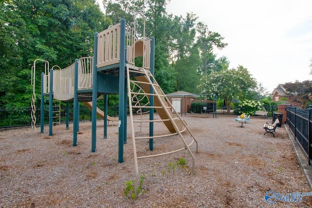 community play area with fence