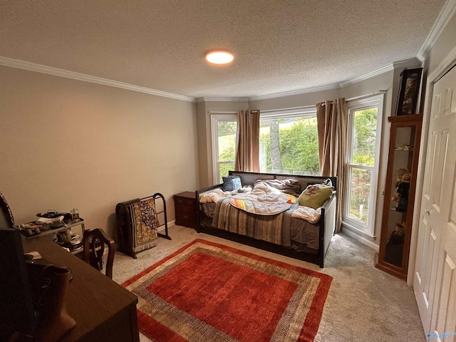 2103 Orba Dr, Huntsville, AL 35811 - bedroom featuring ornamental molding, carpet flooring, and a textured ceiling