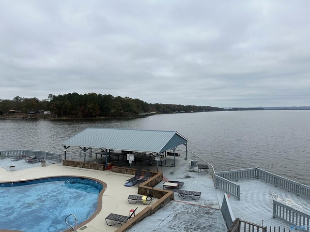 600 County Road 531 Unit 209, Centre, AL 35960 - exterior space with a patio, a water view, and a fenced in pool
