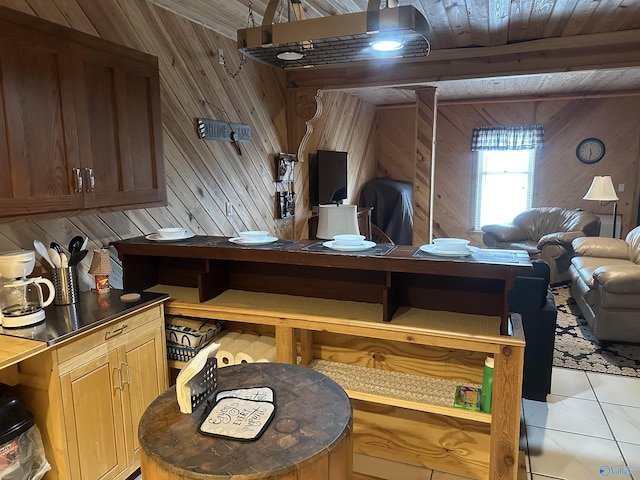 600 County Road 531 Unit 209, Centre, AL 35960 - interior space featuring wood walls, wood ceiling, light tile patterned floors, and beamed ceiling