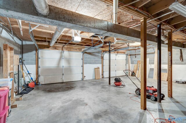 garage with a garage door opener