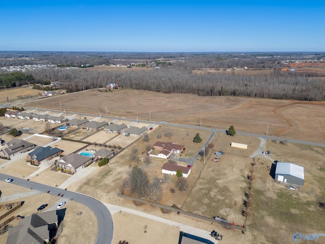 aerial view with a rural view