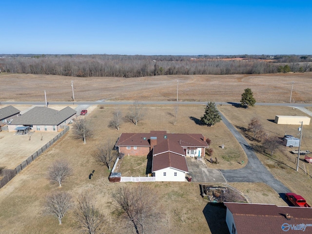 aerial view with a rural view