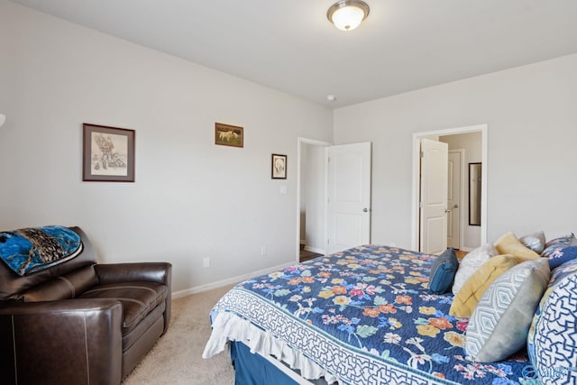 bedroom with light carpet