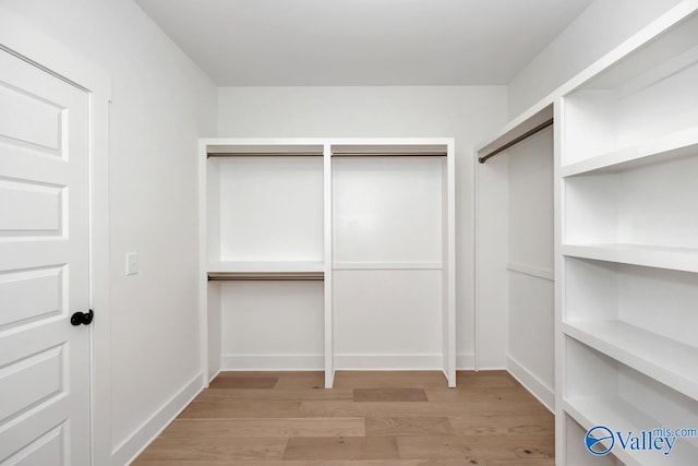 spacious closet featuring light wood-type flooring