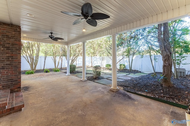 view of patio with ceiling fan