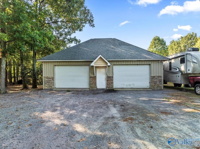 view of detached garage