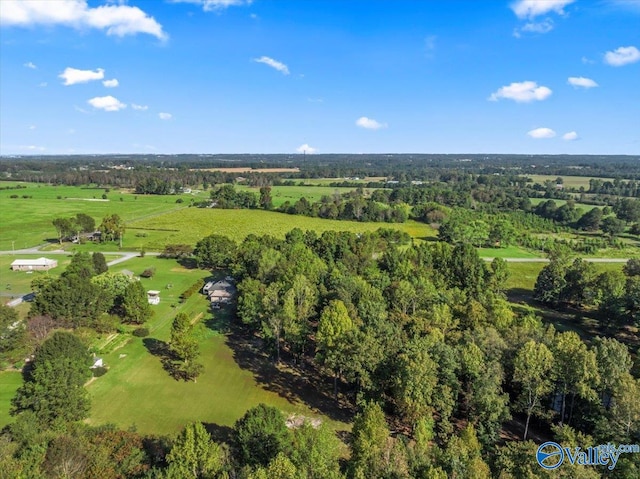 aerial view featuring a rural view