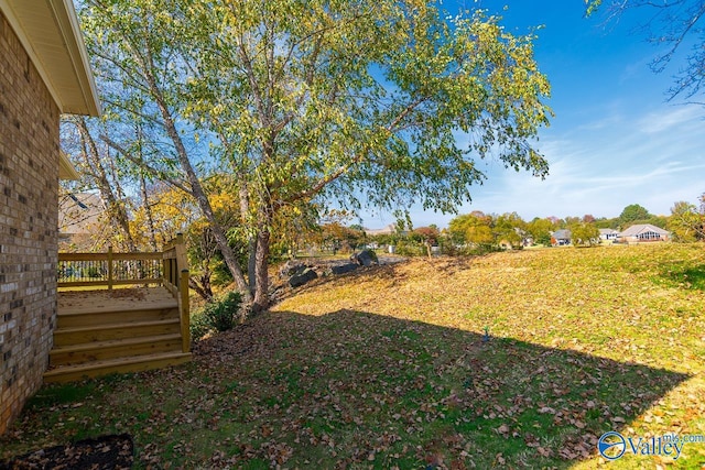 view of yard featuring a deck