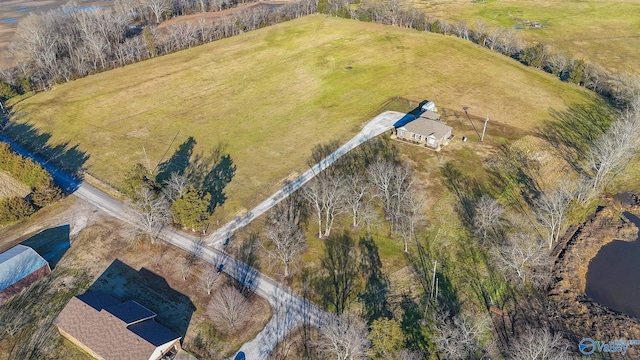 aerial view featuring a rural view