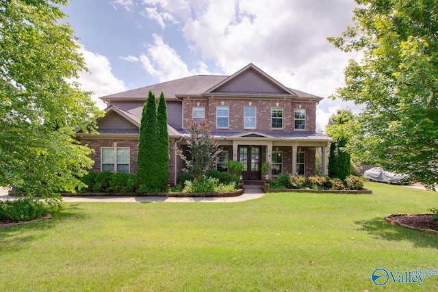 14 Kenthurst Ln, Gurley, AL 35748 - craftsman-style house with french doors, a front yard, and brick siding