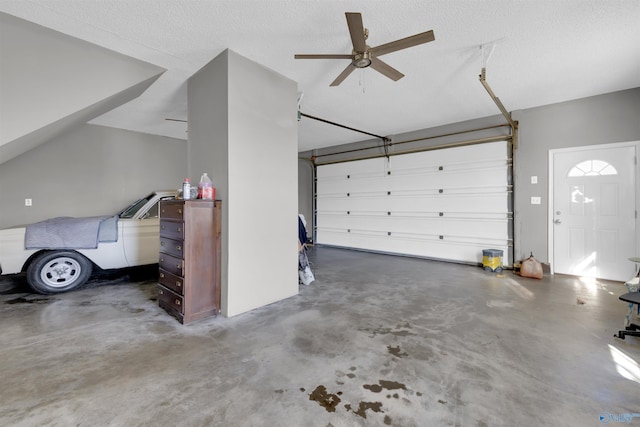 garage with ceiling fan