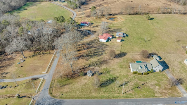 drone / aerial view with a rural view