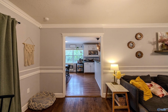 610 Grover Davis Rd, Hamilton, AL 35570 - living room with ornamental molding, dark wood-type flooring, and baseboards