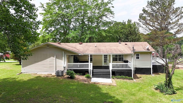 610 Grover Davis Rd, Hamilton, AL 35570 - back of house featuring cooling unit, a lawn, and a deck