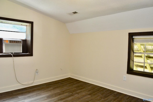 interior space featuring dark hardwood / wood-style flooring, lofted ceiling, and a healthy amount of sunlight