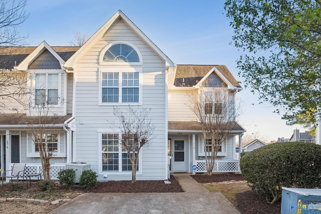 view of front of home featuring central AC unit