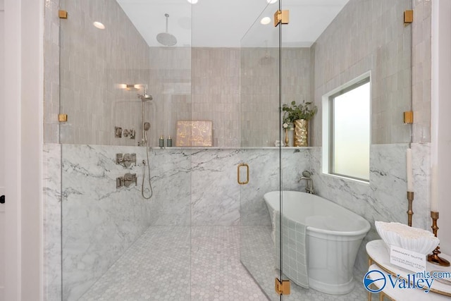 2106 Forest Gate SW, Huntsville, AL 35802 - full bathroom with a soaking tub and tiled shower