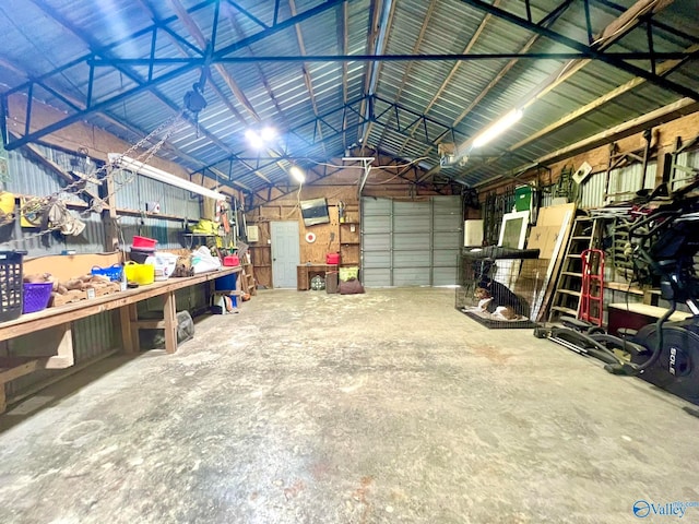 garage with a garage door opener