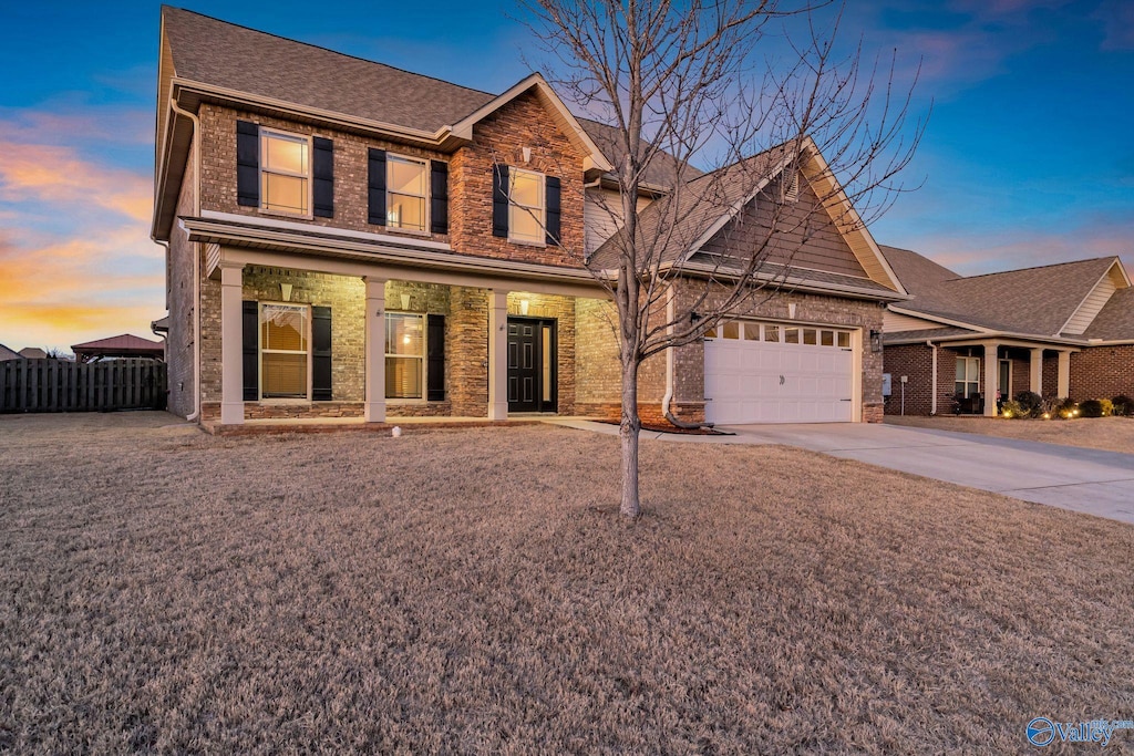 view of front of house with a garage