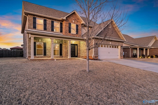 view of front of house with a garage