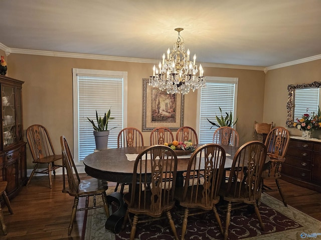 809 Kyle Rd NE, Hartselle, AL 35640 - dining area featuring wood finished floors, a chandelier, ornamental molding, and baseboards