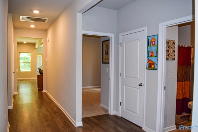 117 Edensmith Dr, New Market, AL 35761 - hallway featuring dark wood-style floors, recessed lighting, and baseboards