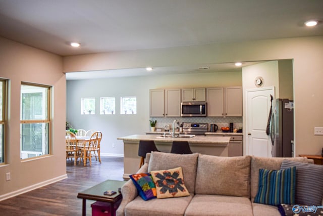 117 Edensmith Dr, New Market, AL 35761 - living room with dark wood-type flooring, recessed lighting, and baseboards