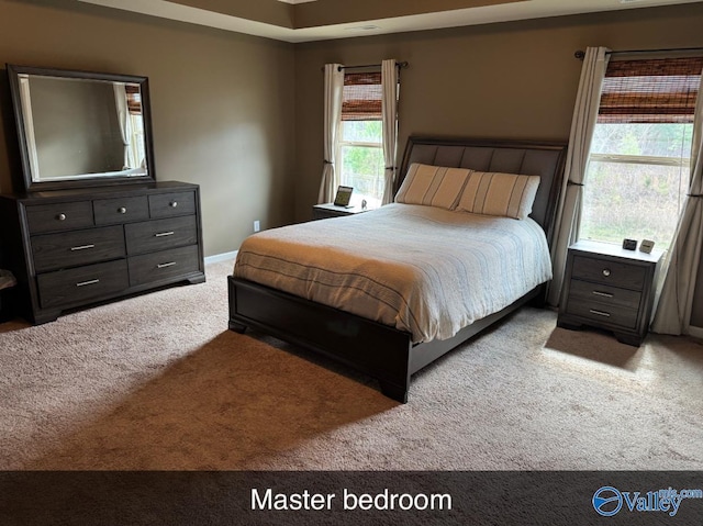 carpeted bedroom featuring baseboards