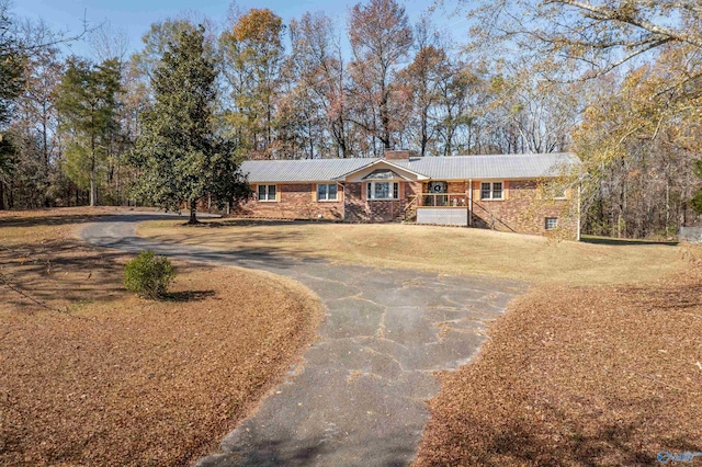 single story home featuring covered porch