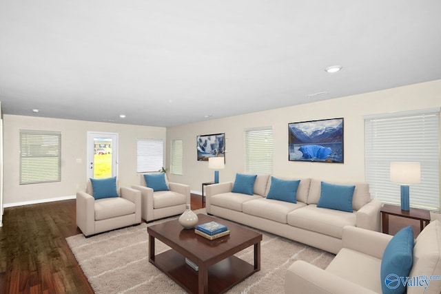 165 Meadowridge Dr, Hazel Green, AL 35750 - living area featuring wood finished floors, baseboards, and recessed lighting