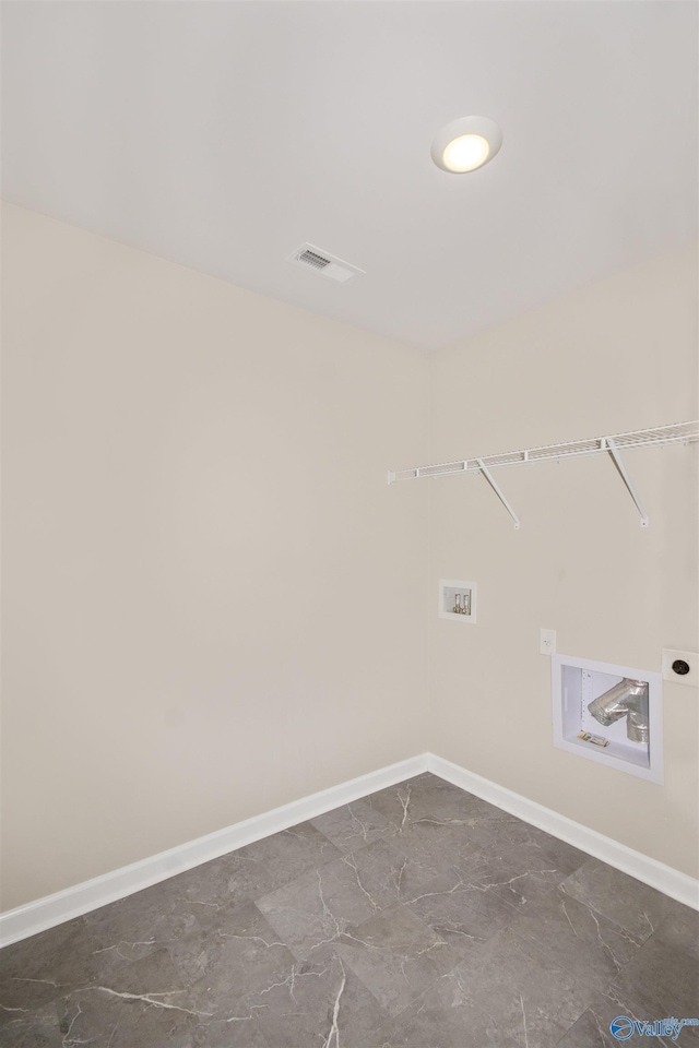 165 Meadowridge Dr, Hazel Green, AL 35750 - clothes washing area featuring marble finish flooring, hookup for a washing machine, and baseboards