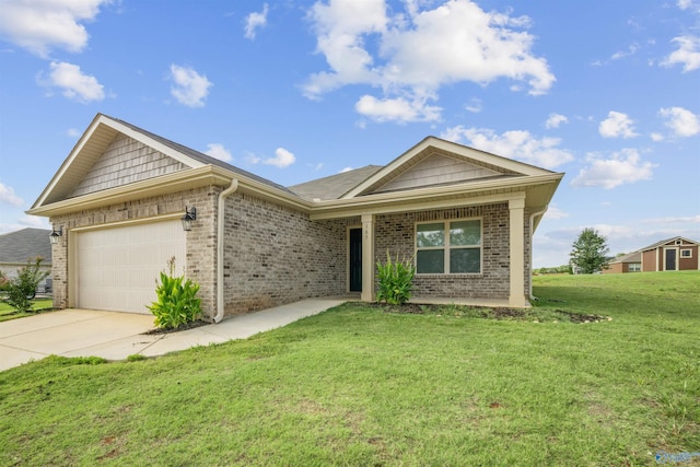 165 Meadowridge Dr, Hazel Green, AL 35750 - ranch-style house featuring brick siding, an attached garage, driveway, and a front lawn
