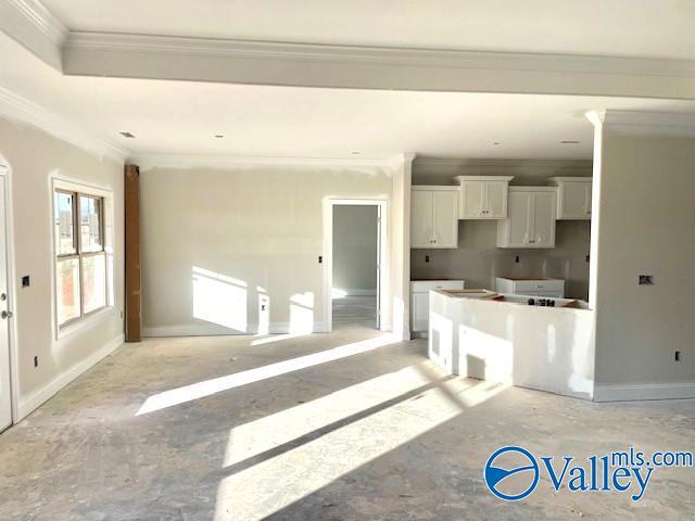 kitchen featuring white cabinetry and ornamental molding