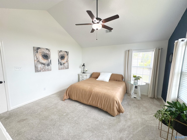 2072 Madison Villas Way Unit 2072, Madison, AL 35758 - bedroom featuring lofted ceiling, light colored carpet, baseboards, and a ceiling fan