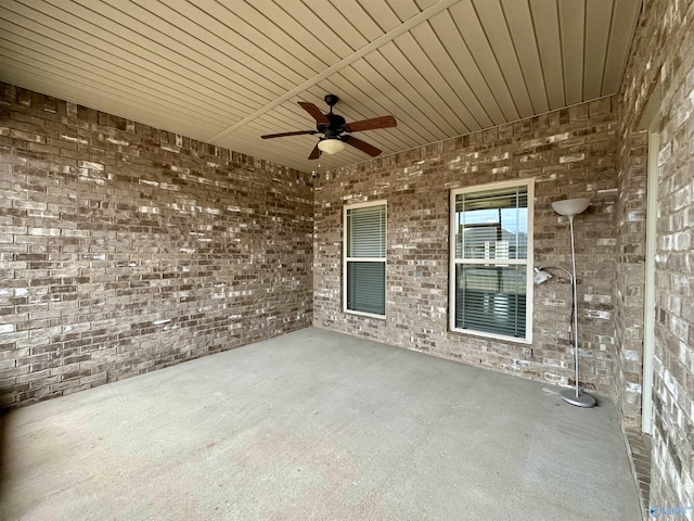 view of patio featuring ceiling fan