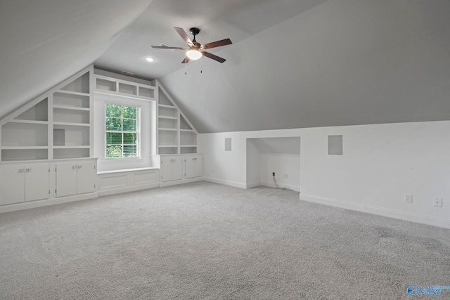 51 Summerlyn Way SE, Gurley, AL 35748 - bonus room with built in features, a ceiling fan, vaulted ceiling, carpet, and baseboards