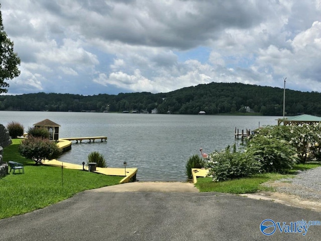 view of water feature featuring a dock