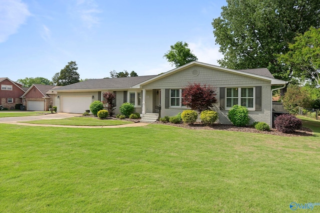 406 Zandale Dr SW, Huntsville, AL 35801 - ranch-style house with concrete driveway, a front yard, a garage, and brick siding