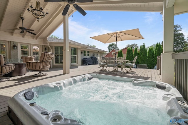 406 Zandale Dr SW, Huntsville, AL 35801 - view of pool with ceiling fan, outdoor dining area, and a deck