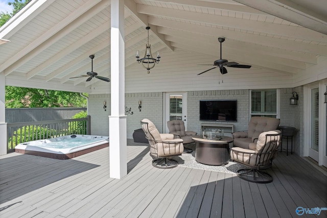 406 Zandale Dr SW, Huntsville, AL 35801 - wooden terrace featuring ceiling fan and an outdoor hangout area