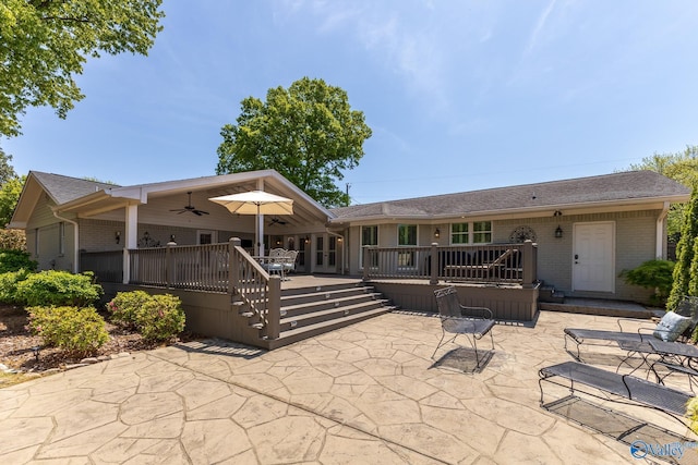 406 Zandale Dr SW, Huntsville, AL 35801 - back of house with a patio area, ceiling fan, brick siding, a deck, and roof with shingles