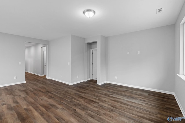 empty room with dark hardwood / wood-style floors