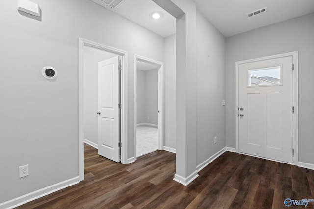 foyer featuring dark hardwood / wood-style floors