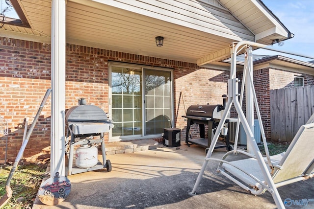 view of patio / terrace featuring a grill