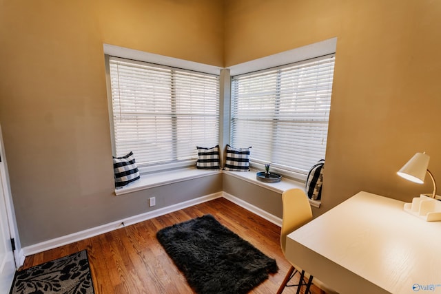 office with wood-type flooring