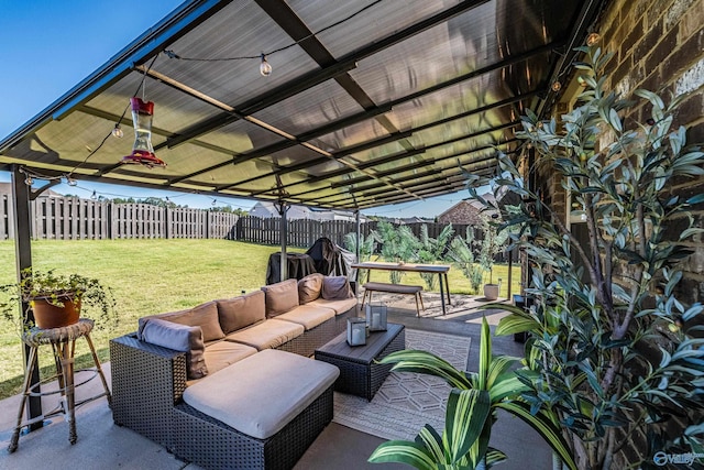 view of patio featuring an outdoor living space